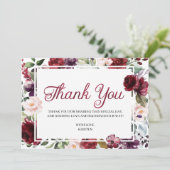 Carte de remerciements Floral Bourgogne (Debout devant)