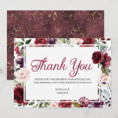 Carte de remerciements Floral Bourgogne (Devant / Derrière)