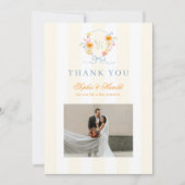 Carte De Remerciements Floral Bow Crest Monogram Spring Wedding (Devant)