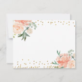 Carte de remerciements floral chic d'or de pêche (Dos)