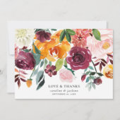 Carte de remerciements floral d'automne (Devant)