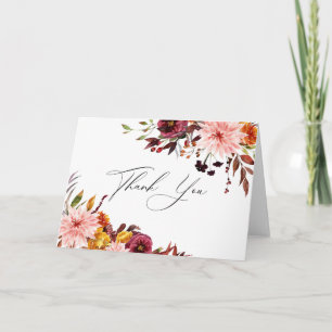 Carte De Remerciements Floral d'automne rustique