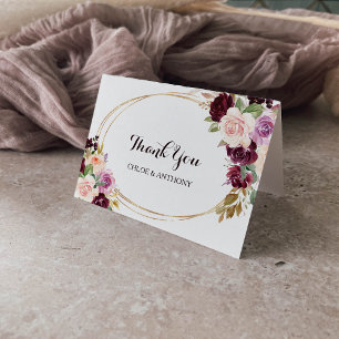 Carte de remerciements floral de Bourgogne géométr