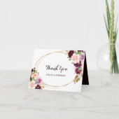 Carte de remerciements floral de Bourgogne géométr (Devant)