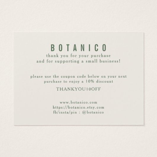 Carte de remerciements floral de crème végétale mo (Dos)