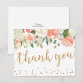 Carte de remerciements floral de pêche romantique (Devant / Derrière)