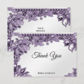 Carte de remerciements floral de pierre gemme viol (Devant / Derrière)