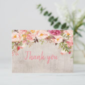 Carte de remerciements Floral de pivoine rose (Debout devant)