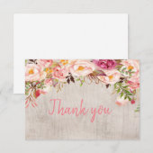 Carte de remerciements Floral de pivoine rose (Devant / Derrière)