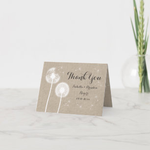 Carte de remerciements floral de toile de jute