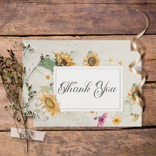 Carte de remerciements floral de tournesol d'été v