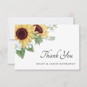 Carte De Remerciements Floral de tournesol moderne