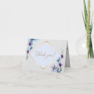 Carte de remerciements Floral de violet bleu aqua