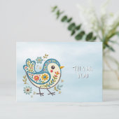 Carte de remerciements Floral d'oiseaux bleus (Debout devant)
