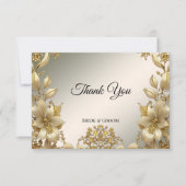 Carte de remerciements Floral d'or (Devant)