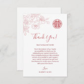 Carte De Remerciements Floral Dusty Mariage chinois rose (Devant / Derrière)