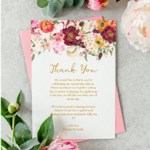 Carte De Remerciements FLORAL Embrasser le Mariage de mariage