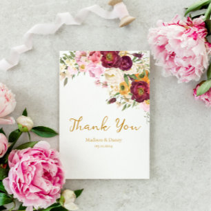 Carte De Remerciements FLORAL Embrasser le Mariage de mariage