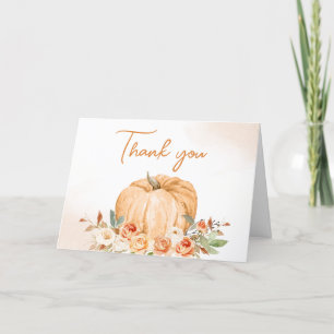Carte De Remerciements Floral Fall Petit Baby shower Citrouille