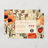 Carte De Remerciements Floral Fleur sauvage élégant moderne (Devant / Derrière)