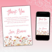 Carte de remerciements Floral Fleur sauvage rose