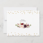 Carte de remerciements Floral Gold et Red Marsala (Dos)