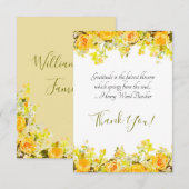 Carte De Remerciements Floral jaune et orange (Devant / Derrière)