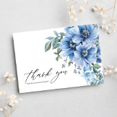 Carte De Remerciements Floral Moderne Elégant Dusty Blue Mariage
