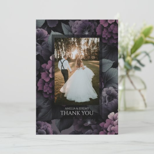 Carte De Remerciements Floral Moody violet (Debout devant)