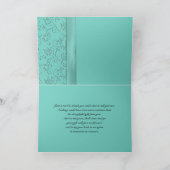 Carte de remerciements Floral Noir et Aqua (Intérieur)