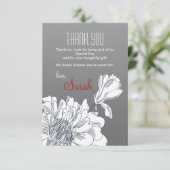 Carte de remerciements floral noir et blanc (Debout devant)