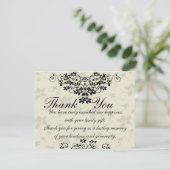 Carte de remerciements floral noir et blanc de (Debout devant)