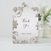Carte de remerciements floral or argenté (Debout devant)