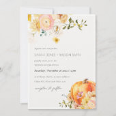 Carte De Remerciements Floral Orange Automne Citrouille Mariage Inviter (Devant)