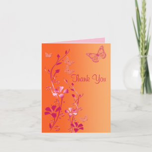 Carte de remerciements floral orange et rose