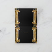 Carte de remerciements Floral Orné Noir Or (Intérieur)