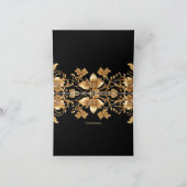 Carte de remerciements Floral Orné Noir Or (Intérieur)