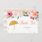 Carte de remerciements floral parapluie d'avril (Devant / Derrière)