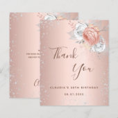 carte de remerciements floral parties scintillant  (Devant / Derrière)