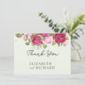 Carte De Remerciements Floral Pastel Rose d'aquarelle Mariage (Debout devant)