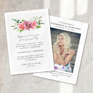Carte De Remerciements Floral Photo Sympathy Funeral Memorial