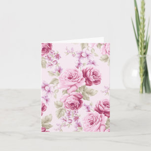 Carte De Remerciements Floral Pink Rose Pattern Flower Note