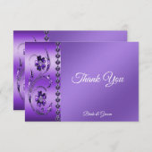 Carte de remerciements Floral pourpre (Devant / Derrière)