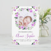 Carte de remerciements floral pourpre (Debout devant)