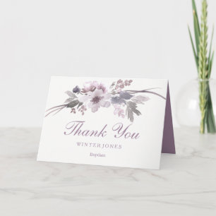 Carte de remerciements floral pourpre élégant de