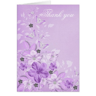 Carte de remerciements floral pourpre élégant de l