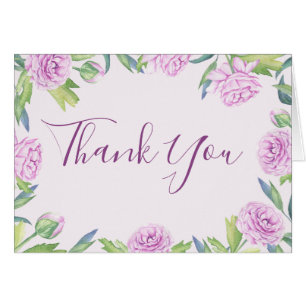 Carte de remerciements floral pourpre Ranunculus S