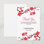 Carte De Remerciements Floral Red Cherry Blossom Sakura Birthday (Devant / Derrière)