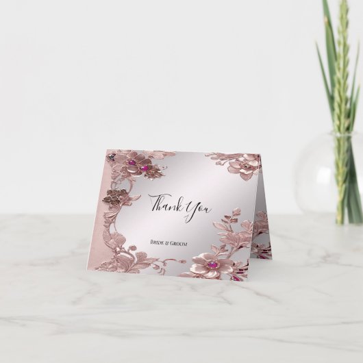 Carte de remerciements Floral rose (Devant)