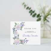 Carte De Remerciements Floral Rose Blanc Bleu 90e anniversaire (Debout devant)